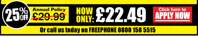 25% OFF Annual policy. Now only �22.49. APPLY NOW