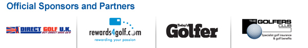 Official Sponsors and Partners: Direct Golf, rewards4golf, Today's Golfer, The Golfers Club